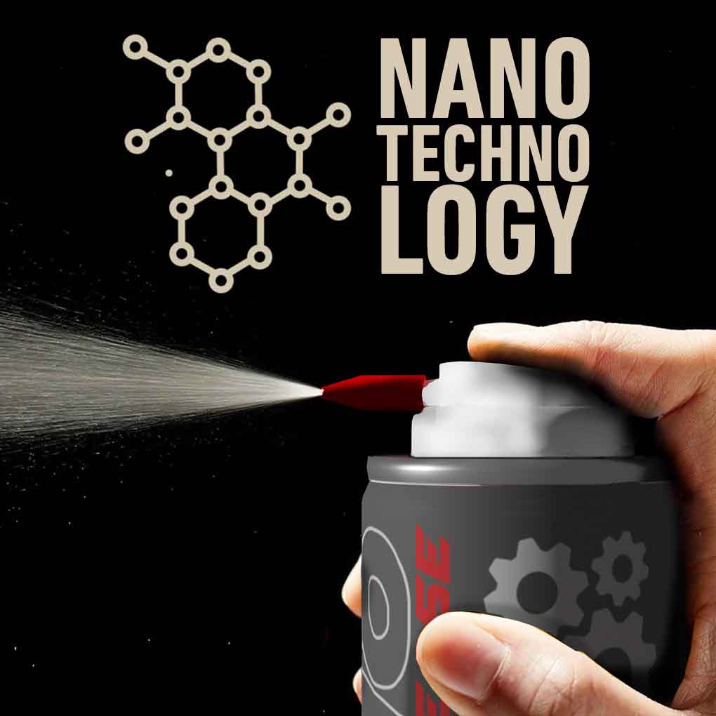 Castellari - Grasso Spray Nanotecnologico RY02A | 250ml | Lubrificante Invisibile | Catene Ingranaggi Cuscinetti | Giardinaggio Agricoltura