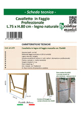 Natural beech easel 75 x 80 cm Made in Italy for professional use