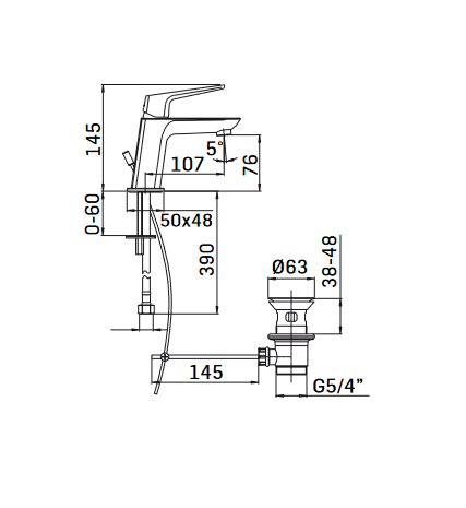 MAMOLI - Miscelatore Monocomando Lavabo Spartaco | Con Scarico | Finitura Cromo | Piletta 1-1/4''