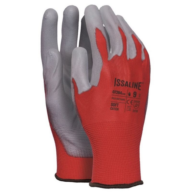 ISSA LINE - Guanti da Lavoro 07284 | Poliestere Spalmato PU | TG 8-11 | Rosso/Giallo | Sensibilità Ottima | EN 388