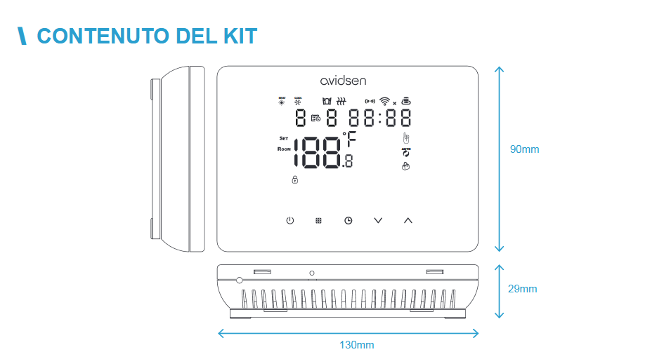 AVIDSEN - Cronotermostato Wi-Fi Filare Nero 127073 | HomeTemp | 230V | Caldaia e Pompa di Calore | Alexa Google
