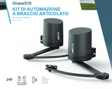 AVIDSEN - ORANE 510 Kit Automazione Cancelli 2 Battenti 24V | Bracci Articolati | 2,5m/250kg | Fotocellule | Telecomandi
