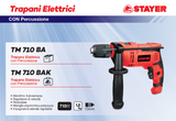STAYER Trapano Percussione TM 710 BAK | 710W | Mandrino 13mm | 2 Modalità