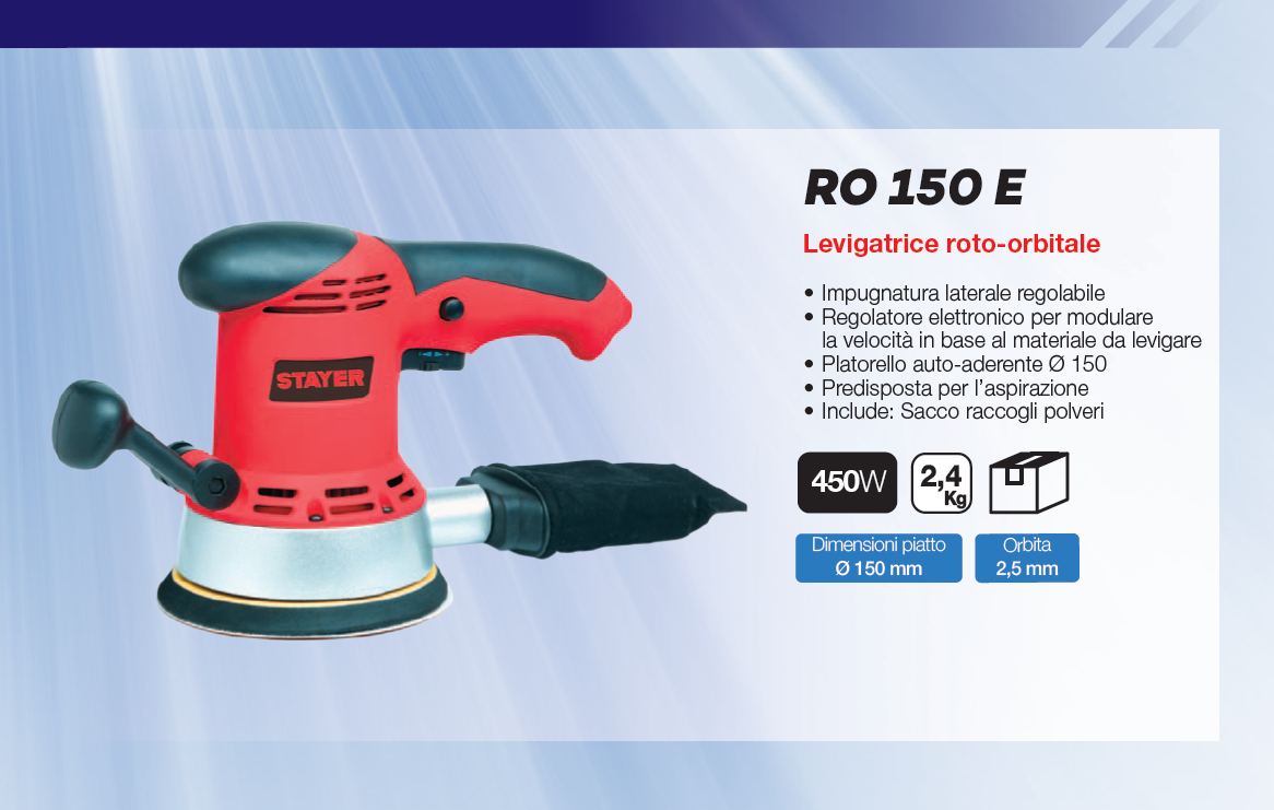 STAYER Exzenterschleifer RO 150 E | 450W | Ø150mm | 5 Geschwindigkeiten