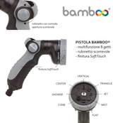 BAMBOO - Pistolet d'arrosage multifonction SL-BB2117 | 8 jets | Robinet coulissant | Finition SoftTouch
