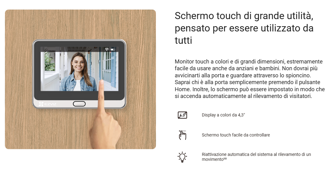 EZVIZ - Campanello Smart con Spioncino DP2 2K | Controllo da App | Video 2K | Senza Fili