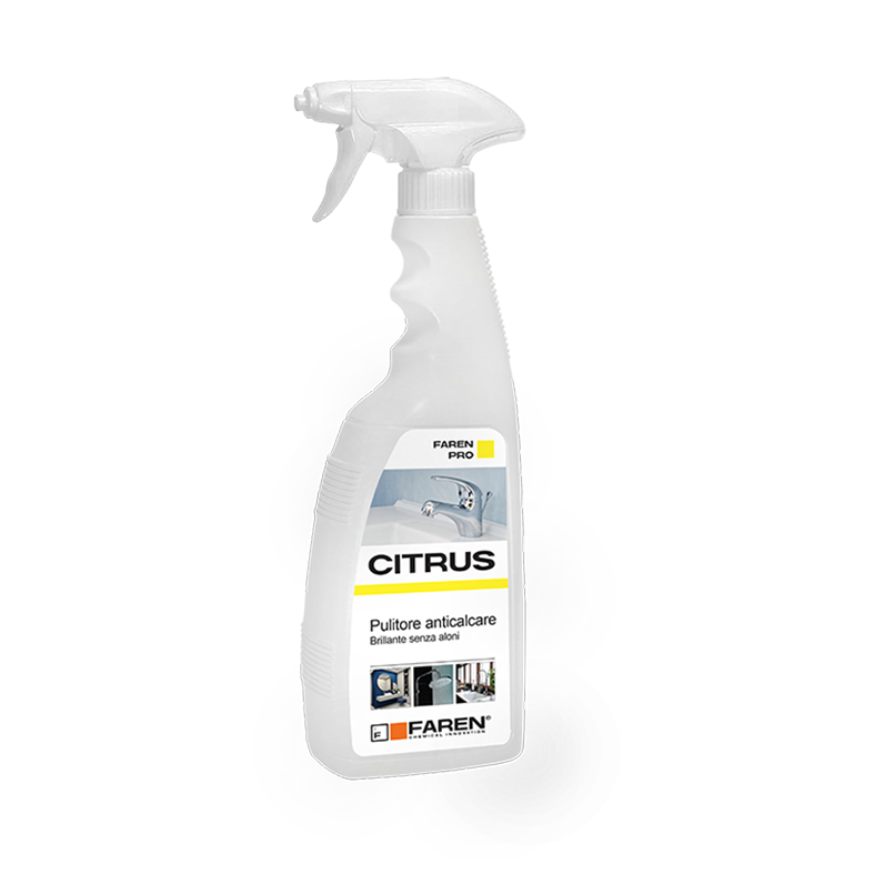 FAREN - Pulitore Anticalcare CITRUS 179750 | Acido Citrico Naturale | 3 in 1 | Ceramiche Rubinetterie Box Doccia | 750ml