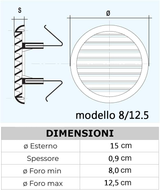 Griglia Aerazione Universale con Molle ABS Bianca 701128 | Ø 80mm / Ø 125mm | Installazione a Scatto