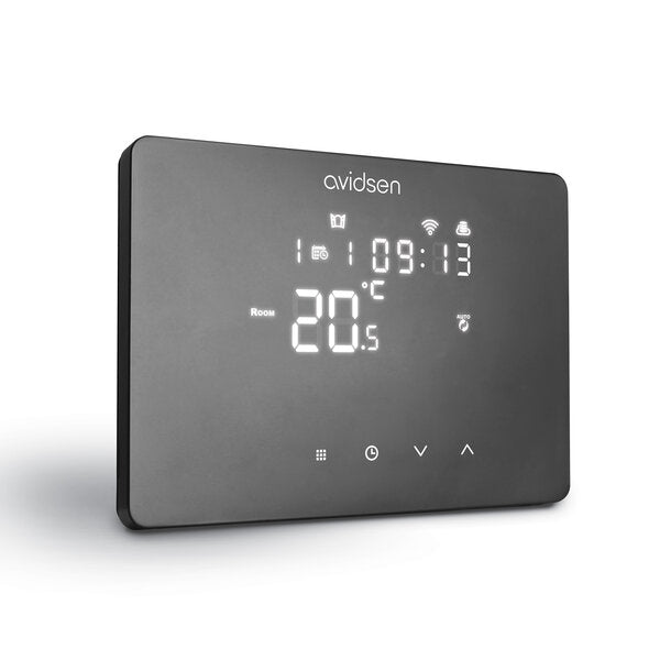 AVIDSEN - Cronotermostato Wi-Fi Filare Nero 127073 | HomeTemp | 230V | Caldaia e Pompa di Calore | Alexa Google