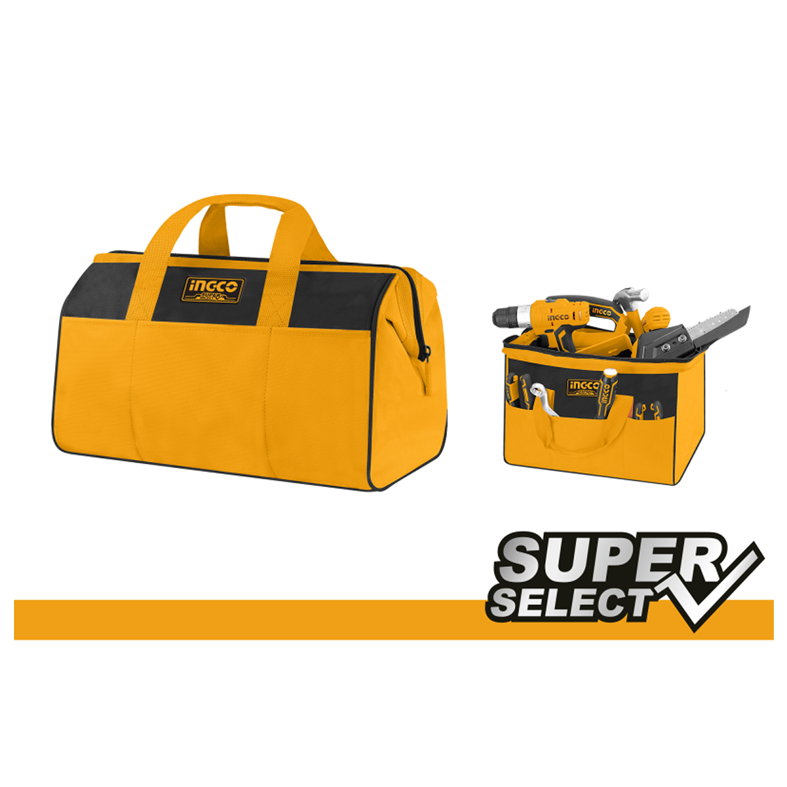 INGCO - Borsa Portattrezzi 16" (42cm) HTBG281628 | Struttura Rigida | 6 Tasche Esterne + 8 Interne | Carico 15kg