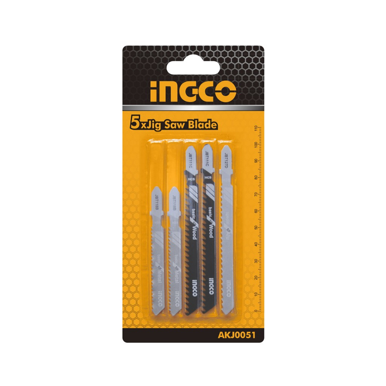 INGCO - Set 5 Lame per Seghetto Alternativo AKJ0051 | Legno | Metallo | Alluminio | In Blister