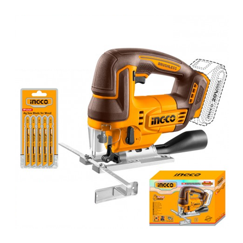 INGCO - Seghetto Alternativo 20V CJSLI1008 | 3000 giri/min | Legno 110mm | Metallo 12mm | 5 Lame | Nudo