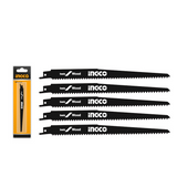 INGCO - Set 5 Lame Seghetto a Gattuccio Legno RSB1111DF | 6 TPI | BIM | 225x19x1,25 mm | Doppio Blister