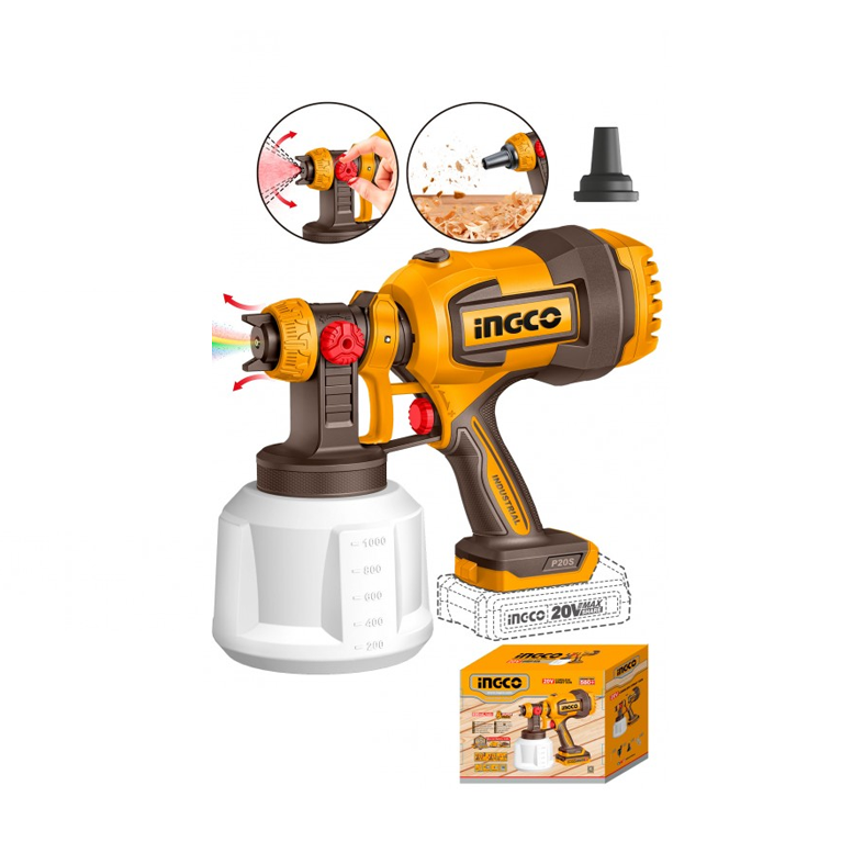 Kit INGCO Aerografo a batteria 20V + Batteria 2.0Ah + Caricabatteria rapido [BUNDLE]