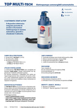 Pedrollo - Elettropompa Sommergibile Automatica TOP MULTI-TECH 2 | 0,75HP | 80 l/min | 38m | Start&Stop