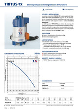 Pedrollo TRITUS-TX 0.75HP submersible electric pump with grinder for waste water