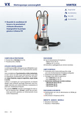 PEDROLLO - Elettropompa Sommergibile VXm 10/35 | Drenaggio Pozzi Neri e Liquami | Cavo 5m | 1HP | Ø40mm | IP68