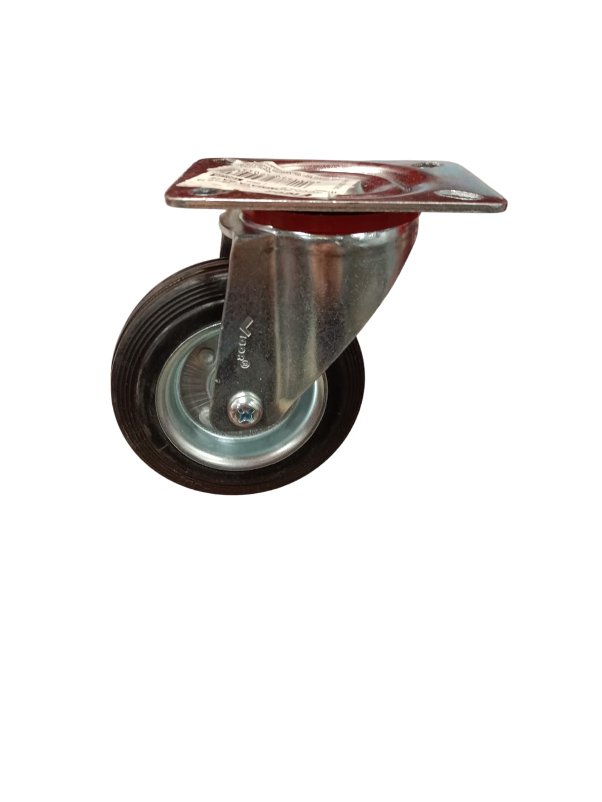 Swivel rubber wheel with 100x28mm plate