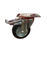 Swivel rubber wheel with brake and 100x28mm plate