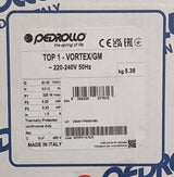 Pedrollo 0.33HP TOP1 Submersible Electric Pump for Draining Waste Water - VORTEX / GM