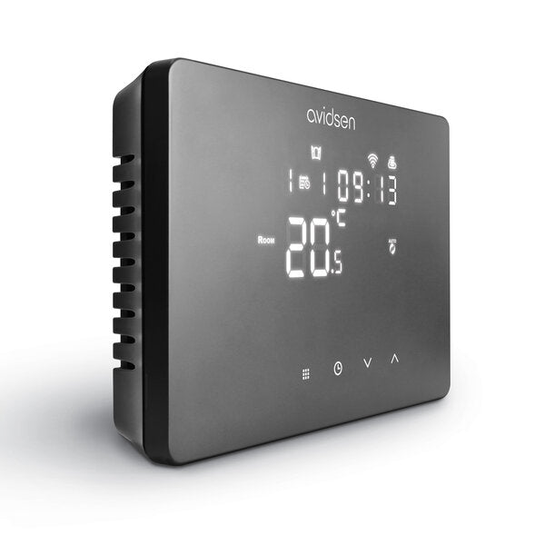 AVIDSEN - Cronotermostato Wi-Fi Filare Nero 127073 | HomeTemp | 230V | Caldaia e Pompa di Calore | Alexa Google