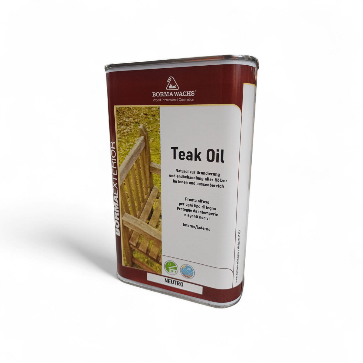 BORMA WACHS - Olio Teak 0361 Neutro | Olio Protettivo Naturale | Idrorepellente | Filtri UV | Non Sfoglia | Esterno e Interno