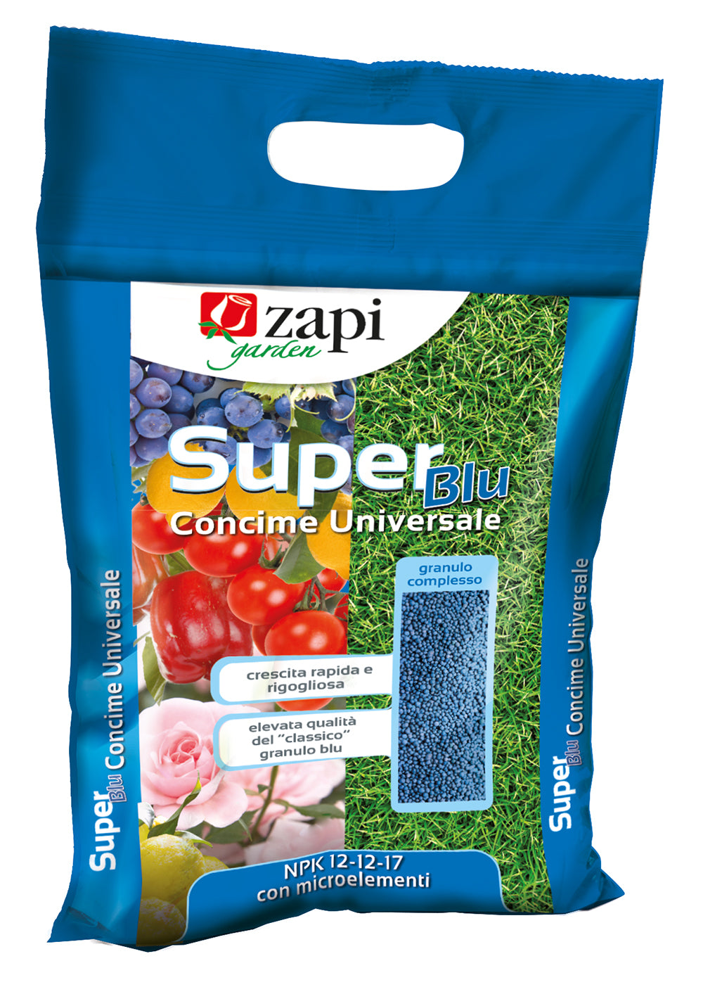 ZAPI GARDEN - Concime Granulare Super Blu 306665 | NPK 12-12-17 | Cessione Controllata | Orto e Giardino | 5 kg