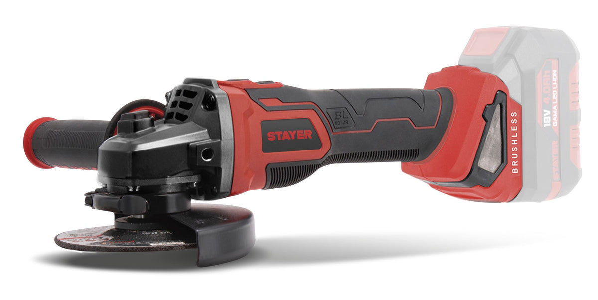 STAYER Meuleuse d'angle AGBX L2024 | Brushless 18V | Ø115mm | 2 Batteries 4Ah