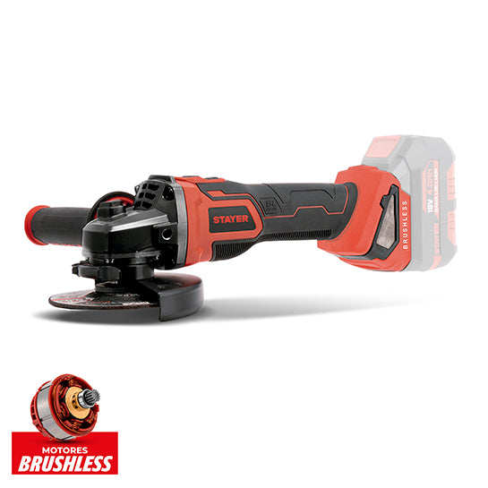 STAYER Meuleuse d'angle AGBX L2024 | Brushless 18V | Ø115mm | 2 Batteries 4Ah