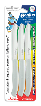 COLTELLERIE PAOLUCCI - Set 6 Coltelli Bistecca Lama Seghettata 11 cm GENIUS | Acciaio Inox | Made in Italy | Lavastoviglie | Manico Polipropilene