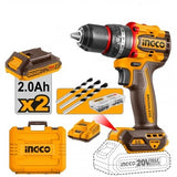INGCO 20V 55Nm BRUSHLESS Compact Impact Drill Driver with 2 x 2Ah Batteries