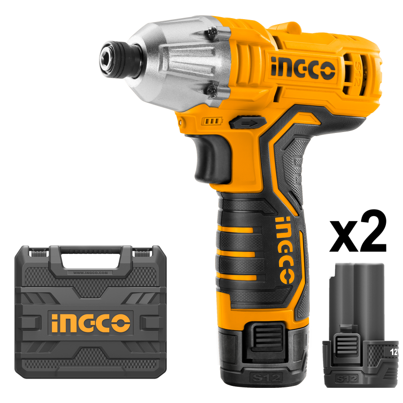 INGCO - Avvitatore a Percussione 12V CIRLI1201 | 100Nm | 2800 IPM | 2 Batterie | Valigetta