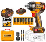 INGCO – Avvitatore Impulsi Brushless 42V | 600Nm | 1/2" | Kit 2 Batterie