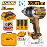 INGCO - Avvitatore ad Impulsi Brushless CIWLI2085 | 1/2'' | 850Nm | 20V 4Ah | 2 Batterie | Valigetta