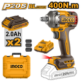 INGCO - Avvitatore Impulsi Brushless 20V CIWLI2040E | 400 Nm | 2 Batterie 2Ah | Valigetta
