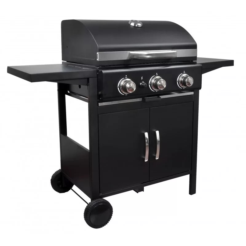 XONE - Barbecue a Gas Black X3 GAR01011 | 3 Fuochi 9kW | Griglia 55x44cm | Termometro | Cover Inclusa