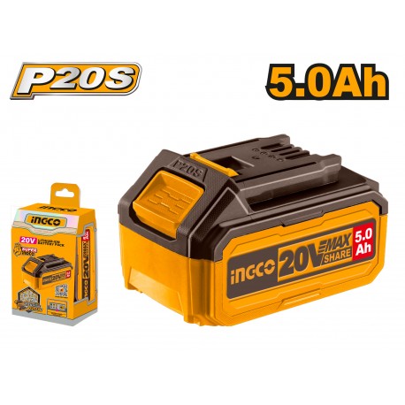 INGCO - Batteria Li-Ion 20V 5,0Ah FBLI2003 | Piattaforma P20S | Indicatore LED | Imballata in Scatola