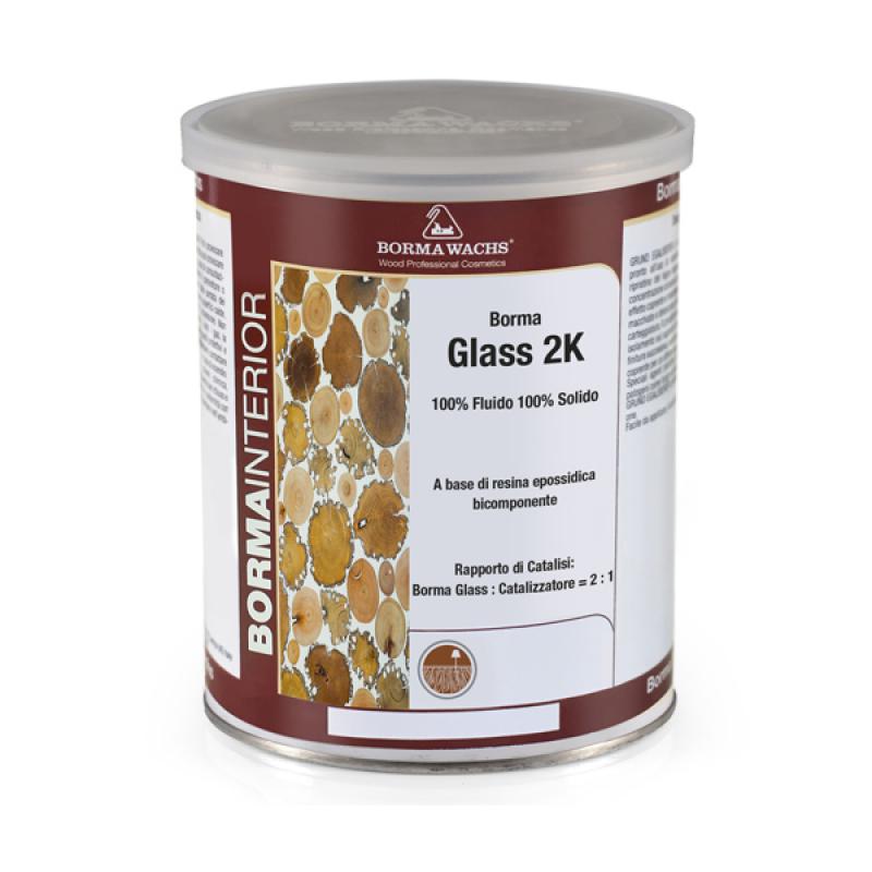 Borma Glass 2K 1930 – Résine bicomposant transparente 1 kg pour bois, verre et surfaces spéciales