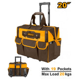 INGCO HRRTB2015 trolley portautensili 20" con 19 tasche manico telescopico e ruote carico max 20 kg