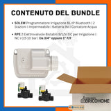 Kit Programmatore Irrigazione SOLEM 2 Stazioni + 2 Elettrovalvole Bistabili RPE [BUNDLE]