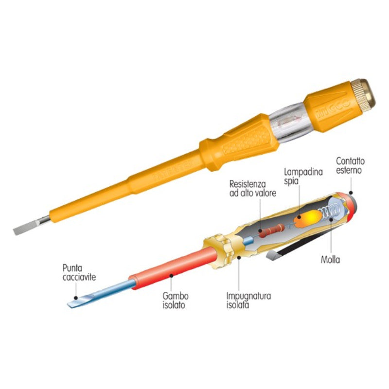 INGCO Tournevis testeur de phase 140mm 100–500V – HSDT1408