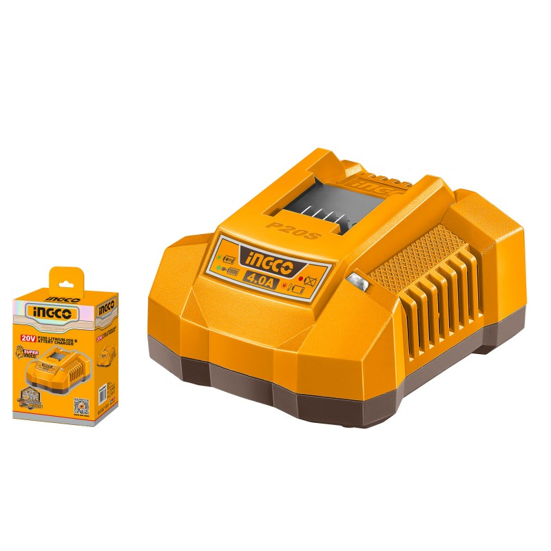 INGCO - Caricabatteria Rapido 20V 4A FCLI20411E | 220-240V | Compatibile 2-7,5Ah | Sistema 20V