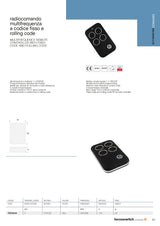 TECNO SWITCH Telecomando Universale Multifrequenza TA003UN | 4 Canali | Codice Fisso e Rolling Code | 100m