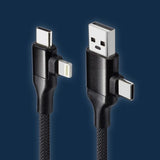 EUROMARKETING - Cavo Magnetico 4in1 IGZ303 | USB-A USB-C Lightning | 3A 60W | 48Mbps | 1 Metro | Anti-Groviglio