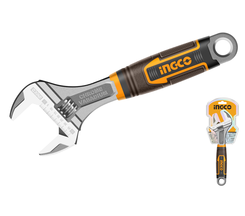 INGCO - Chiave a Rullino Regolabile Cr-V | Impugnatura Bicolore