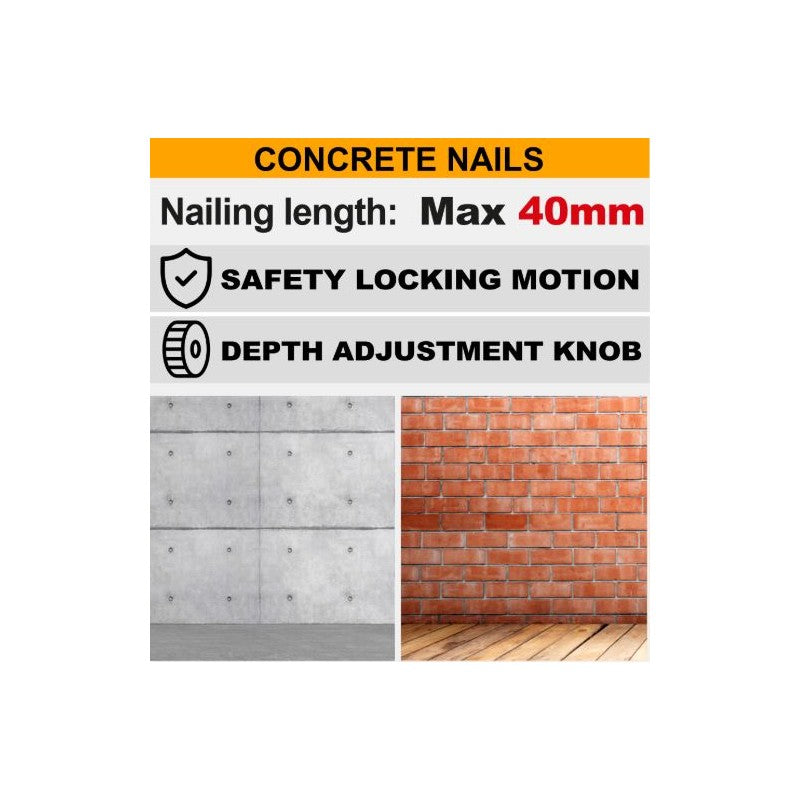 INGCO - Chiodatrice per Calcestruzzo CCNLI9005 | 20V P20S Brushless | 40mm | Calcestruzzo C60 | Solo Corpo + Valigetta