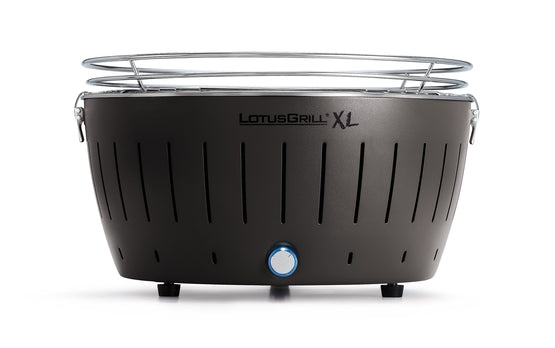 LOTUSGRILL - Barbecue da Tavolo XL | Carbonella Senza Fumo | Griglia Ø40,5cm | 6,5 kg | USB