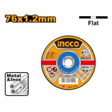 INGCO Disco da Taglio Metallo INOX 76x1,2mm MCD30176 centro piatto per CAGLI76017 UCAGLI76017