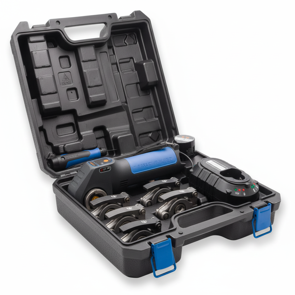 ELECRO Slim Core kit completo valigetta aperta flangiatubi teste caricabatterie sfondo bianco