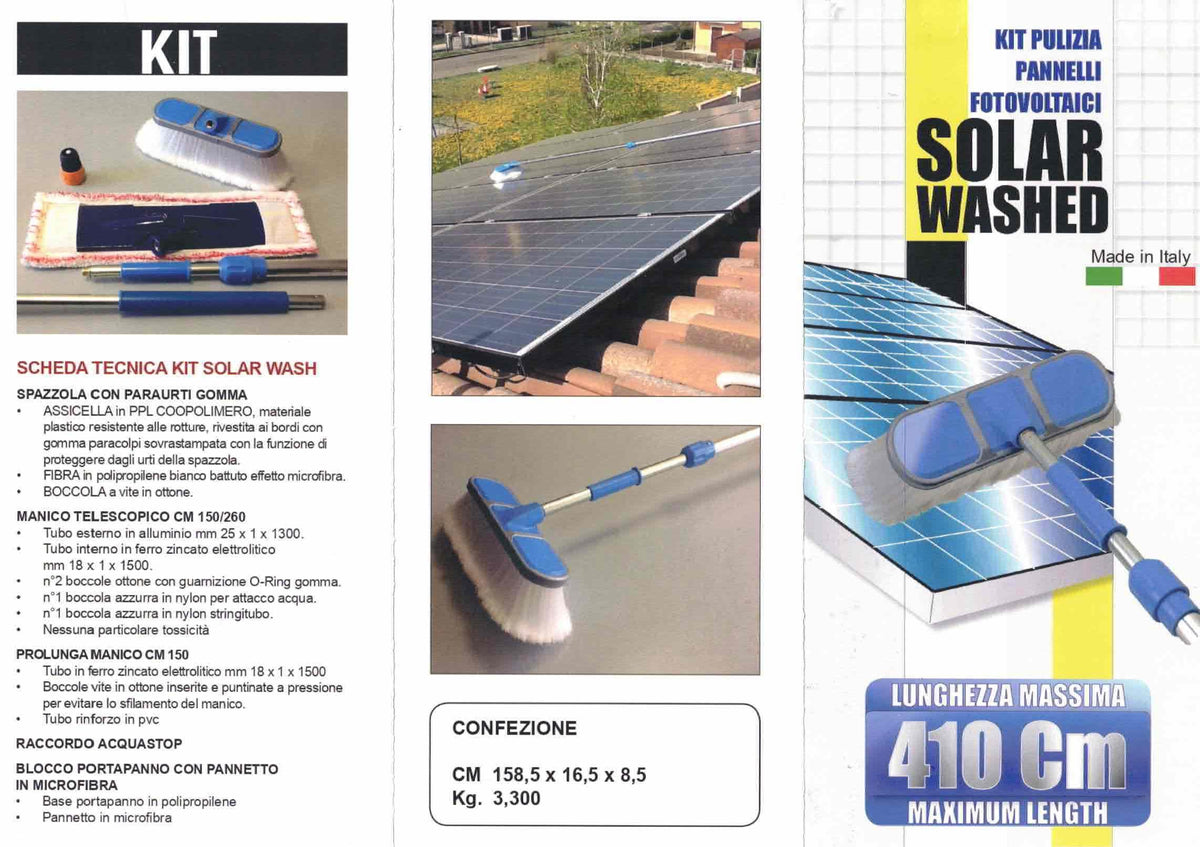 Kit Viglietta pulizia pannelli solari allungabile fino a 410 cm + FAREN Detergente Solar Cleaning 1LT  [BUNDLE]